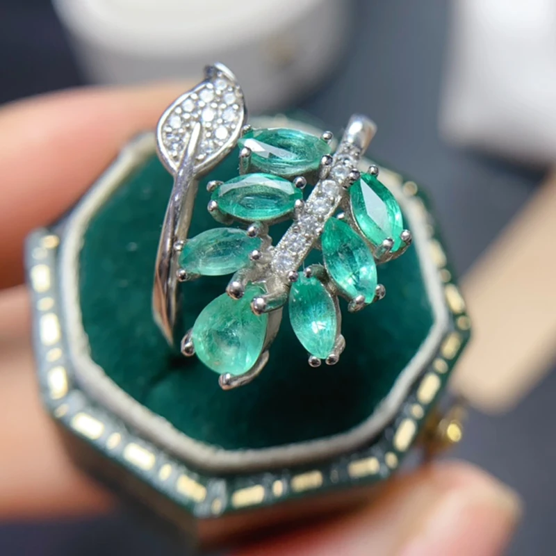 

Natural Emerald Rings for women silver 925 jewelry luxury gem stones 18k gold plated free shiping items