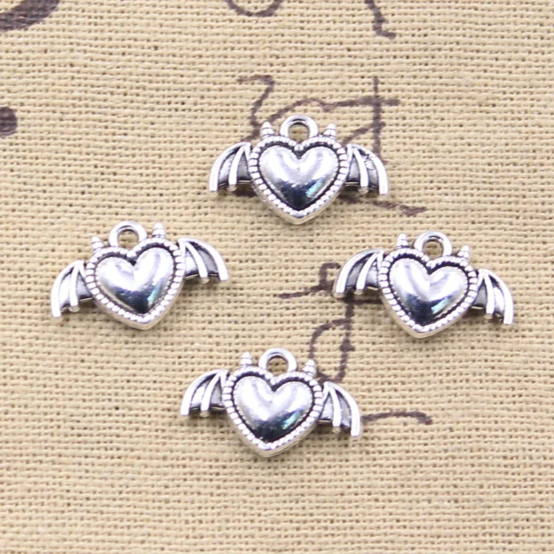 20pcs Charms Demon Wings Heart Of Devil 11x18mm Antique Silver Color Pendants DIY Crafts Making Finding Handmade Tibetan Jewelry
20pcs Charms Demon Wings Heart Of Devil 11x18mm Antique Silver Color Pendants DIY Crafts Making Finding Handmade Tibetan Jewelry