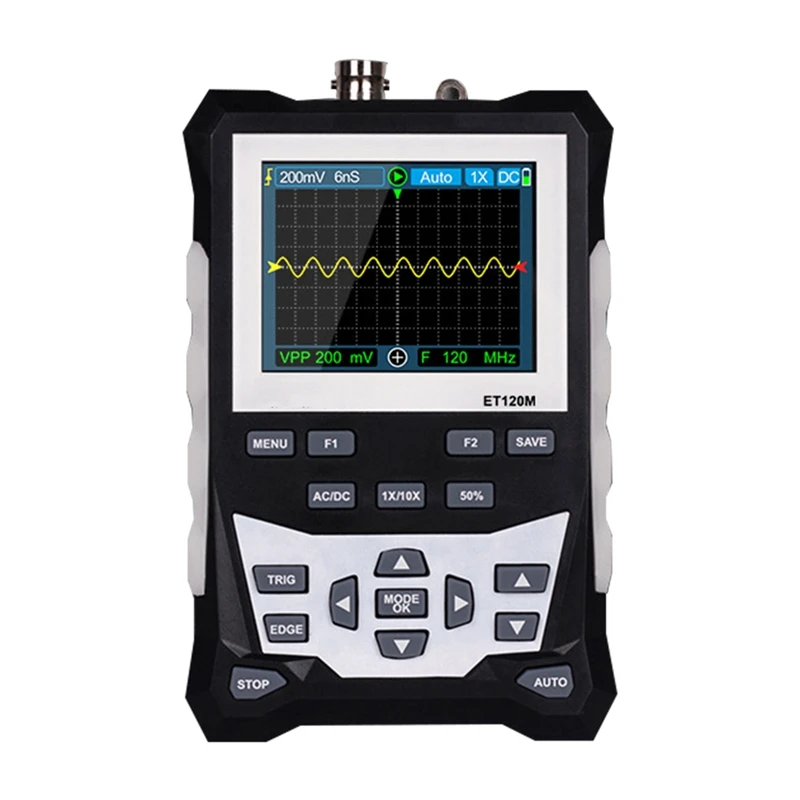 ET120M Handheld Oscilloscope Color Analog Oscilloscope Professional Oscilloscope 120MHZ Sampling Rate Professional Tool
ET120M Handheld Oscilloscope Color Analog Oscilloscope Professional Oscilloscope 120MHZ Sampling Rate Professional Tool