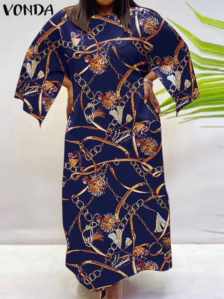 Plus Size 5XL VONDA Bohemian Maxi Dresses Women 2023 Summer Vintage Printed O Neck Casual Loose Robe 3/4 Sleeve Long Sundress 
Plus Size 5XL VONDA Bohemian Maxi Dresses Women 2023 Summer Vintage Printed O Neck Casual Loose Robe 3/4 Sleeve Long Sundress