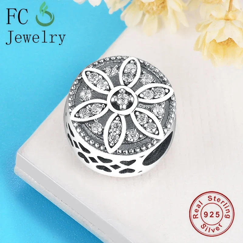 

FC Jewelry Fit Original Pan Charms Bracelet Authentic 925 Sterling Silver Daisy Mix Zirconia Bead For Making Women Berloque 2020