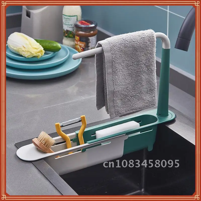 

Telescopic Sink Shelf Kitchen Sinks Organizer Soap Sponge Holder Sink Drain Rack Storage Basket Kitchen Gadgets Accessories Tool