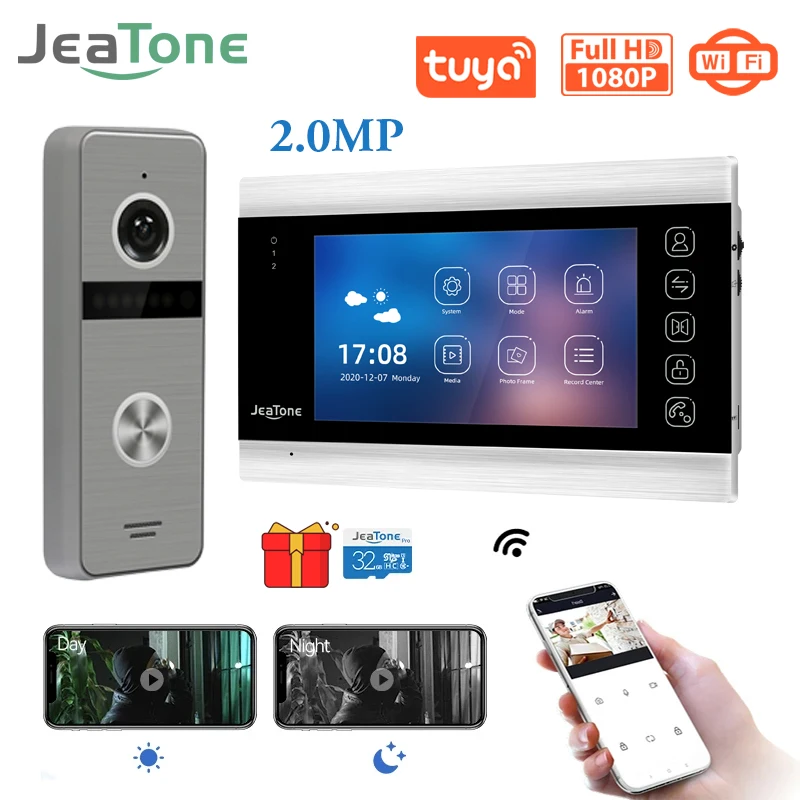 

Видеодомофон Jeatone, 7 дюймов, Wi-Fi, умный дом, 1080P, МП