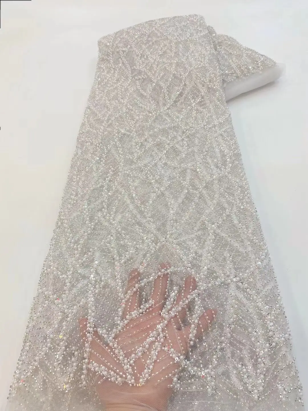 

Нигерийские кружевные бусины, ткань L-1302276, высококачественное кружево, вышивка, французский тюль, африканские блестки, кружевная ткань для свадебного платья