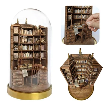베이 도서관 미니어처 키트, 나무 DIY 책장, 미니 책, 가짜 책, 방 장식 선물