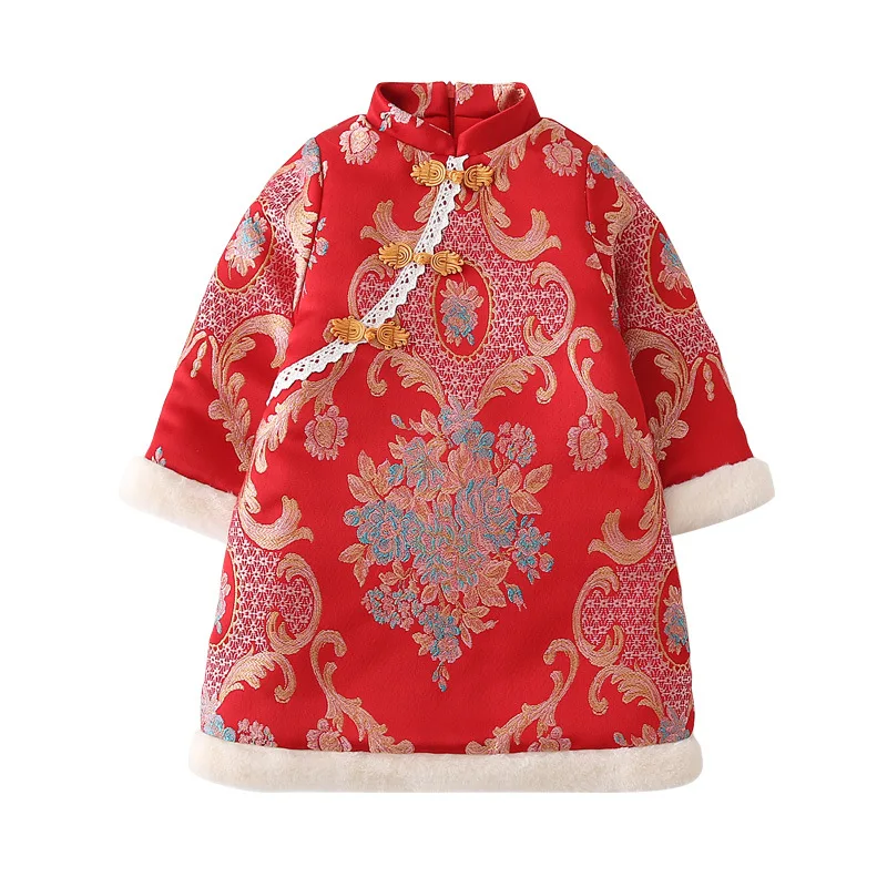 Girls Cheongsam Red Winter Children's Improved Chinese Style Qipao New Year Dress Disc Buckle Dress
Girls Cheongsam Red Winter Children's Improved Chinese Style Qipao New Year Dress Disc Buckle Dress