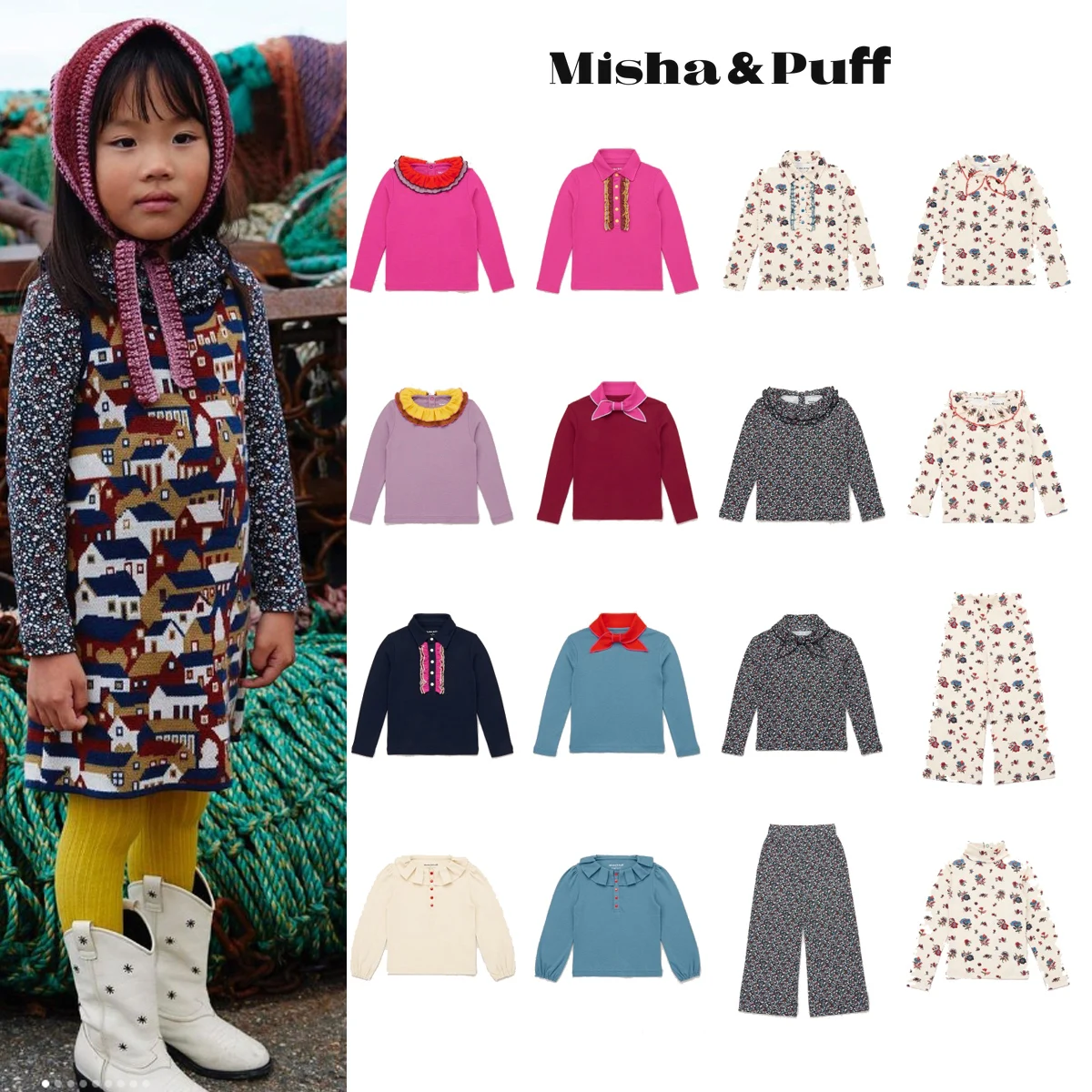 

Kids Floral Tops Fashion Children's Blouse 2024 Misha Puff New T-shirts Girl Baby Pants Shirt for Boy Top Clothes for Children