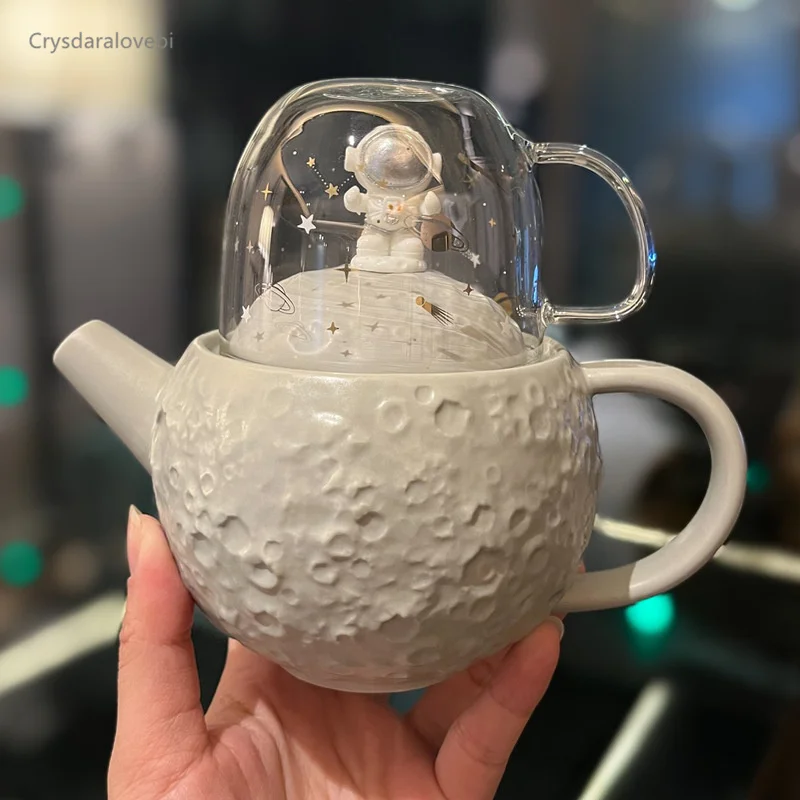 

Креативный керамический чайник Moon, стеклянный комбинированный чайный набор, одна чашка, послеобеденный чай, Фруктовый Цветочный чай, домашний