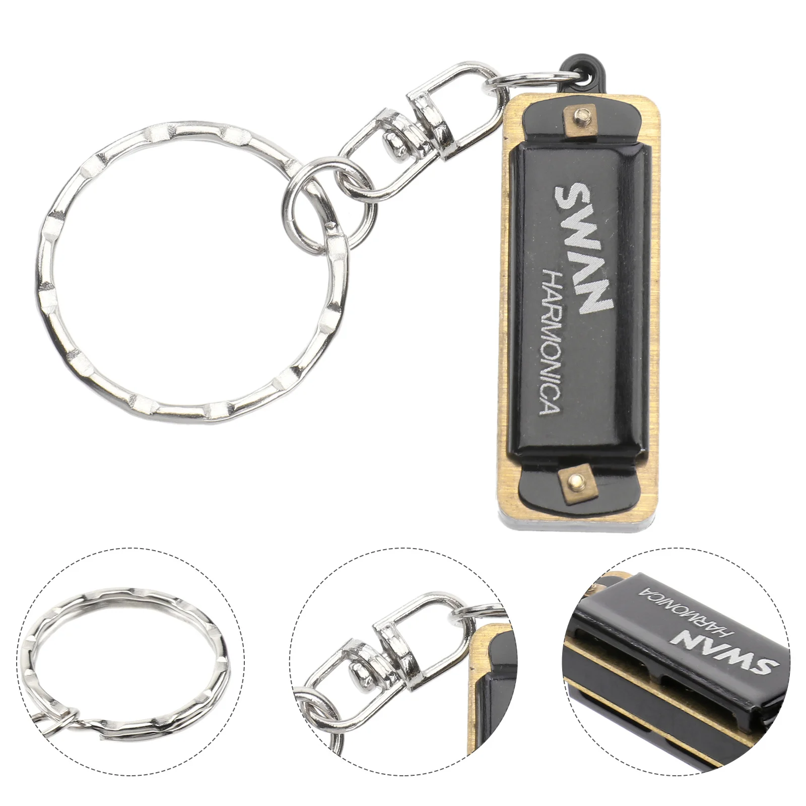 

Swan 4 Hole 8 Tone Mini Harmonica with Necklace for Kids Gift (Black)