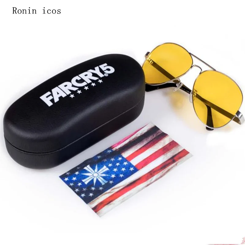 

Hot Sale FAR CRY 5 Cosplay Prop Sunglasses Game Joseph Seed Eyewear Yellow Driver glasses Accessories