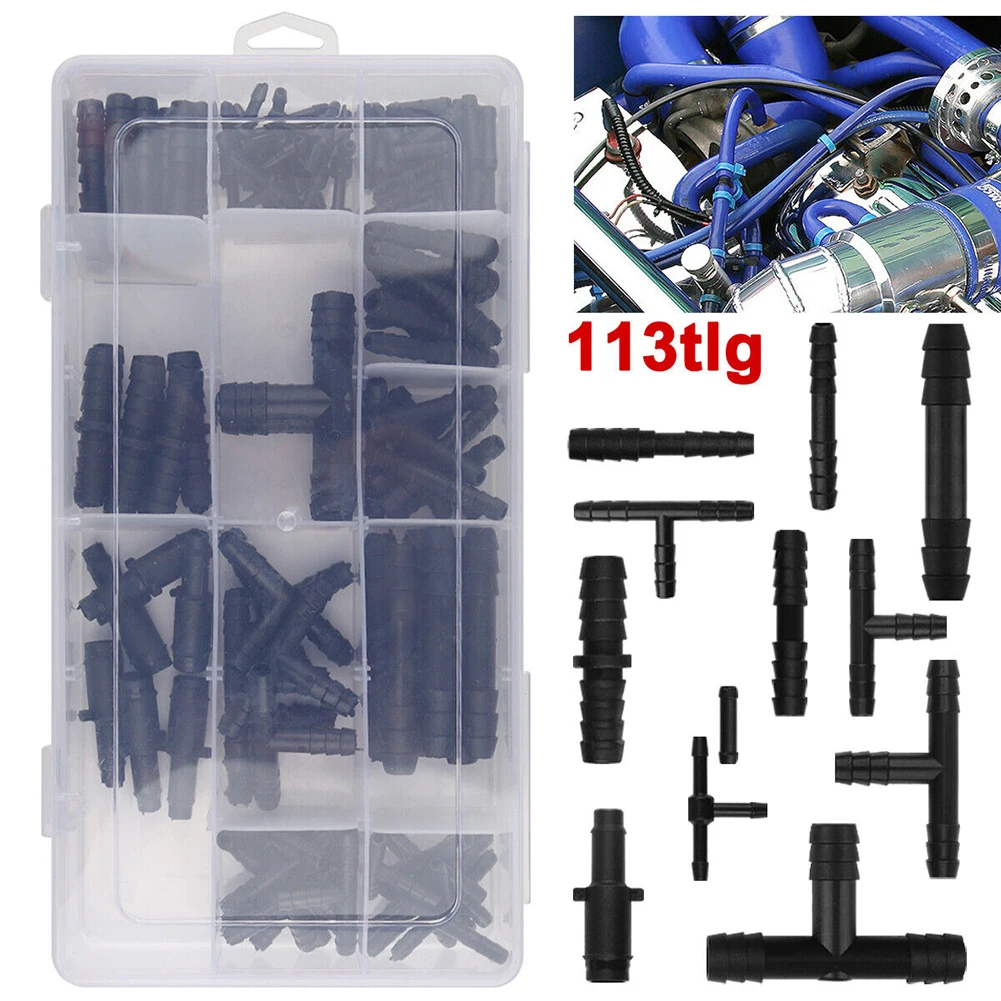 113PCS Vacuum Connector Assortment Automotive Vacuum Tubing Connector Tee Kit Water Spray Pipe Joints Car Wiper Connection Pipe
113PCS Vacuum Connector Assortment Automotive Vacuum Tubing Connector Tee Kit Water Spray Pipe Joints Car Wiper Connection Pipe