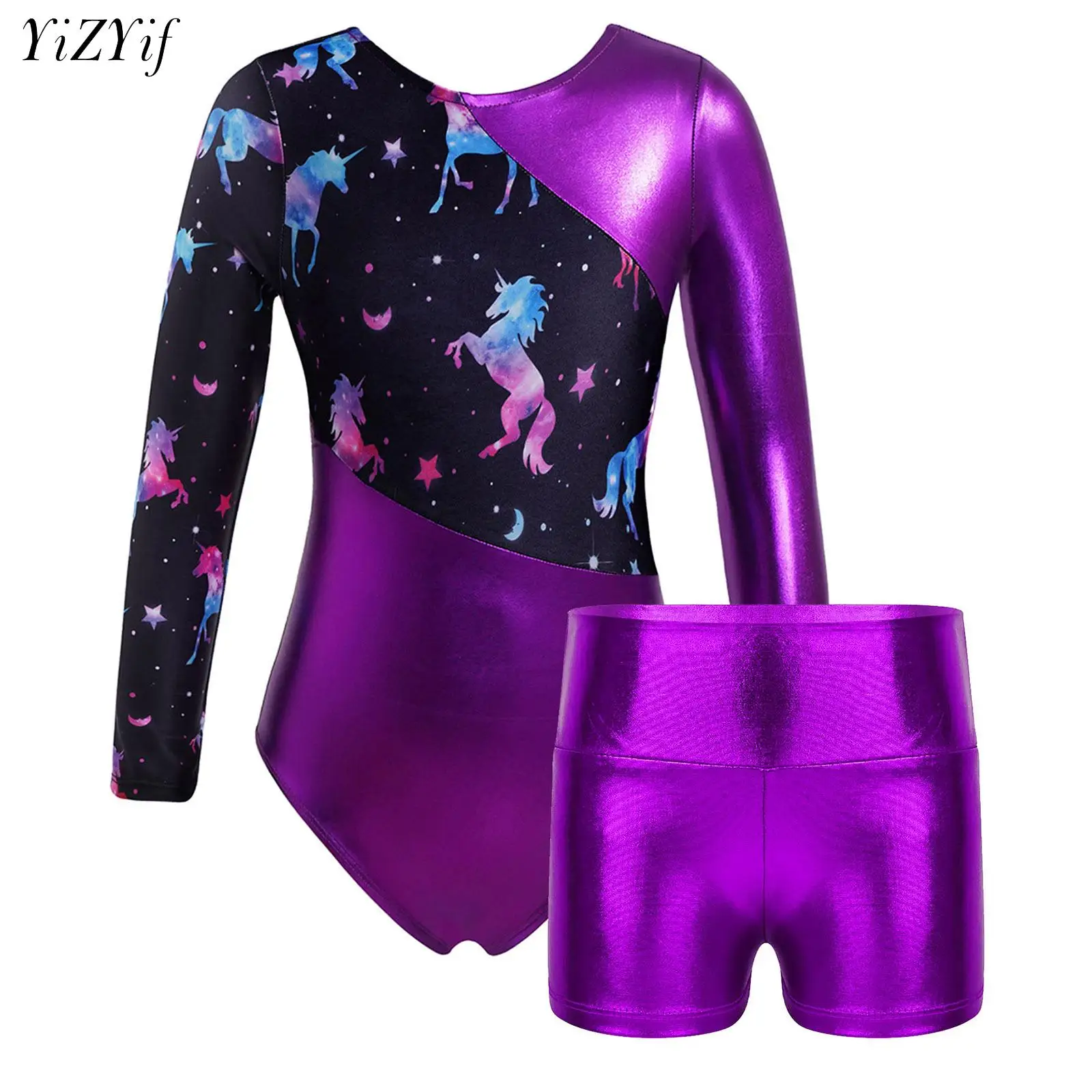 Kids Girls 2-Pieces Gymnastic Ballet Dance Outfits Metallic Workout Leotards with Shorts Swimwear Bathing Suits Training Costume
Kids Girls 2-Pieces Gymnastic Ballet Dance Outfits Metallic Workout Leotards with Shorts Swimwear Bathing Suits Training Costume