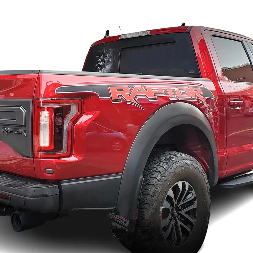 

Modified Black Red Rear Bedside Trunk Letter Graphics Vinyl Sticker Decal for Ford F150 F-150 Raptor 2015 2016 2017 2018 2019