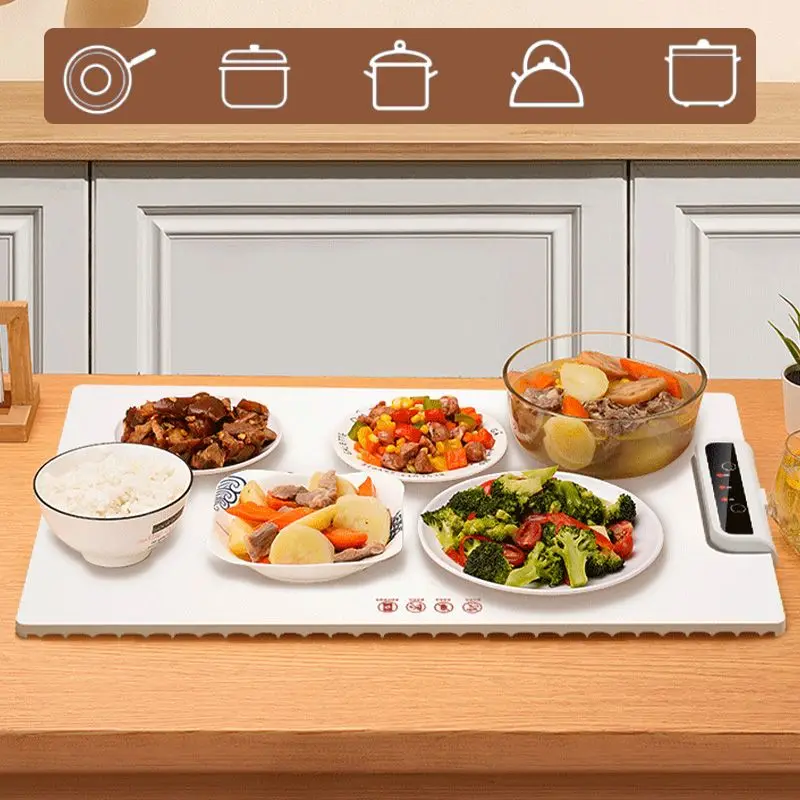 

 Идеальный подарок Электрическая складная тарелка для подогрева еды с регулируемым температурным контролем сохраняет еду нагревающейся