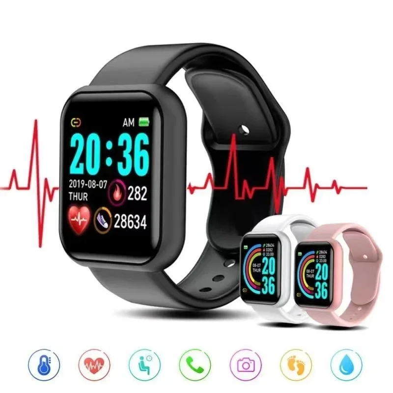 

D20 Smart Watch Men Heart Rate Blood Pressure Monitor Fitness Tracker Bracelet Watches Y68 Smartwatch for Android Wristbands