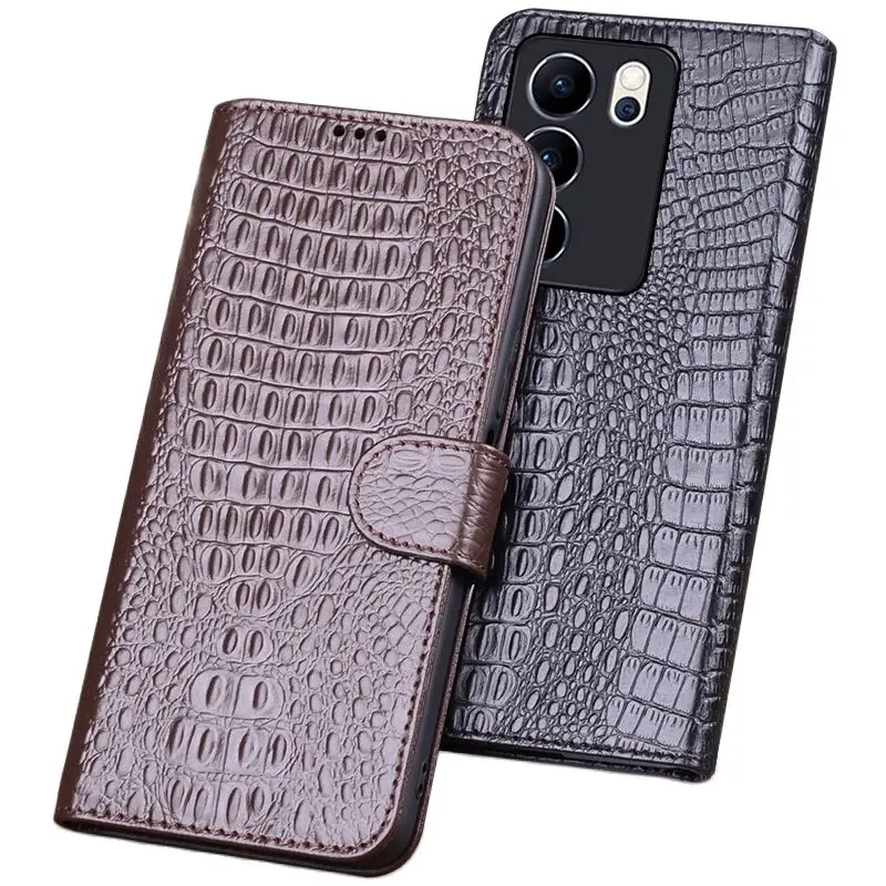 

Hot Sales Luxury Genuine Leather Magnet Clasp Phone Cover Cases For Vivo S17 Pro Kickstand Holster Protective Full Funda Case