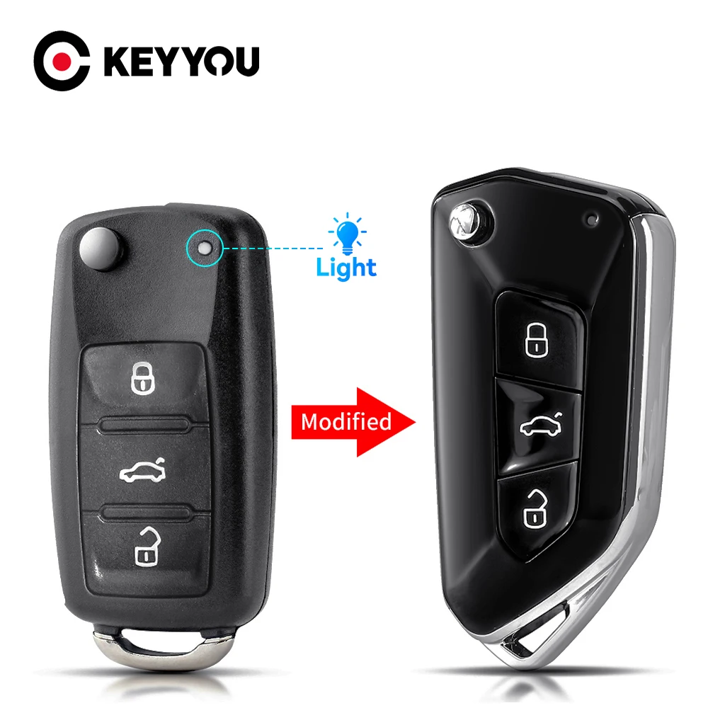 

KEYYOU 10PCS Modified Version Car Key Case For Volkswagen VW Beetle Caddy Eos Golf Jetta Polo Scirocco Tiguan Touran 5K0837202AD