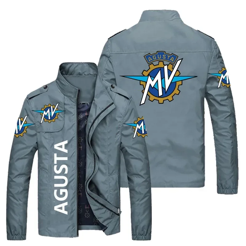 

New Spring Autumn Men’s Casual MV Agusta Motorcycle Logo Windbreaker Print Zipper Slim Hip-Hop Bomber Jacket Male Coats