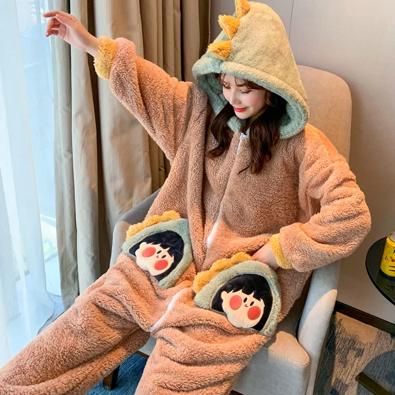 Women Sleepwear Cartoon Hooded Coral Velvet Nightgown Plush Fashion Home Wear Flannel Nighty Add Fleece
Women Sleepwear Cartoon Hooded Coral Velvet Nightgown Plush Fashion Home Wear Flannel Nighty Add Fleece