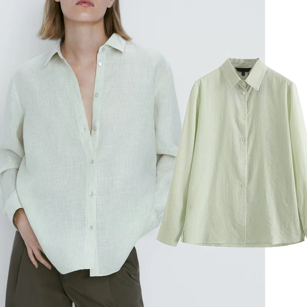 Withered British Fashion Ladies Casual Simple Striped Cotton Shirt Commuting Long-sleeved Top Shirt Women
Withered British Fashion Ladies Casual Simple Striped Cotton Shirt Commuting Long-sleeved Top Shirt Women