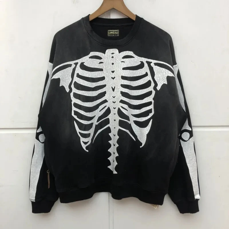 Kapital Men's Cotton Hoodies Autumn Japanese New Cracked Bone Skeleton Printed Old Spliced Retro Casual Round Neck Pullover Tops
Kapital Men's Cotton Hoodies Autumn Japanese New Cracked Bone Skeleton Printed Old Spliced Retro Casual Round Neck Pullover Tops