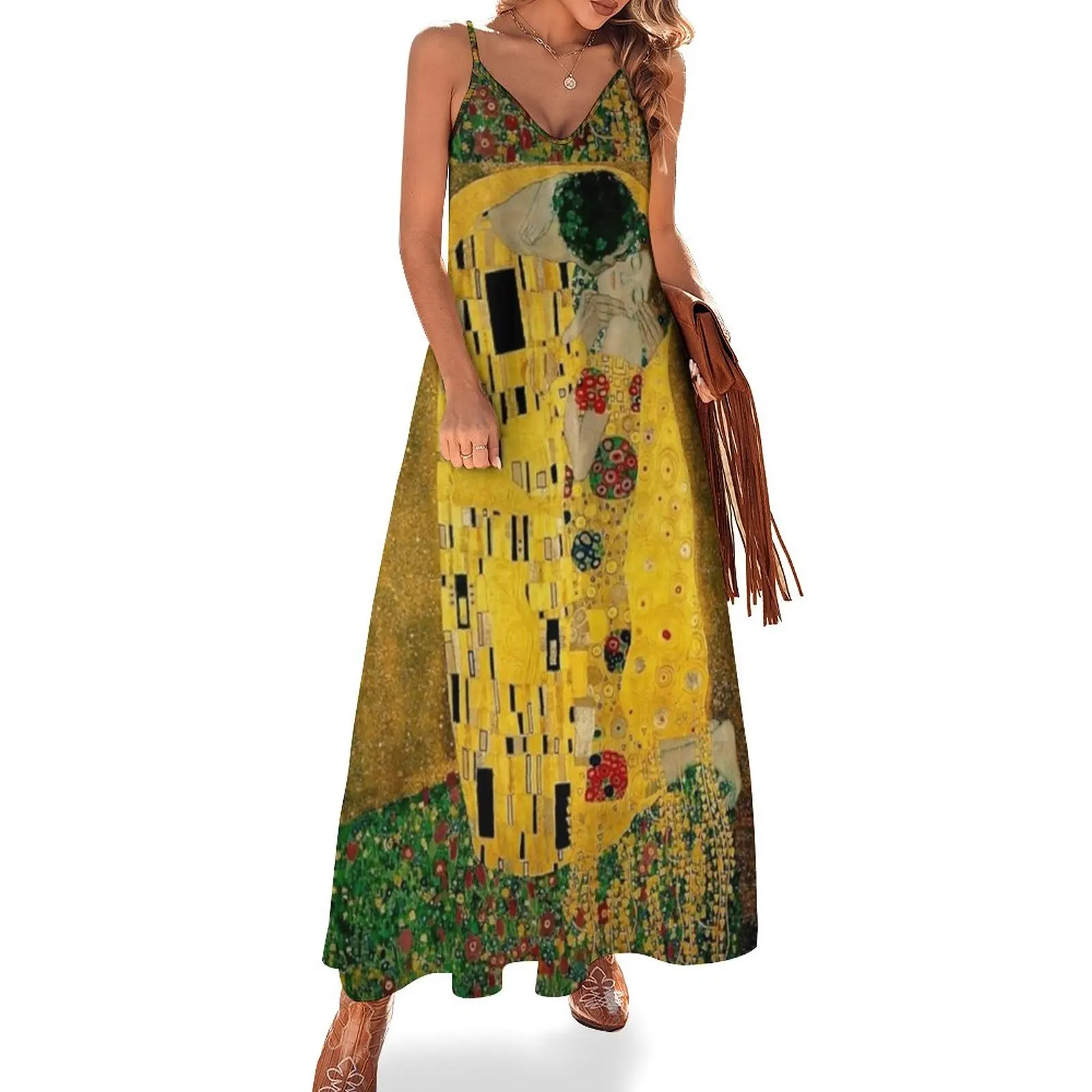 

The Kiss by Gustav Klimt|Liebespaar - The Lovers Sleeveless Dress summer dress korean women dresses summer woman 2023