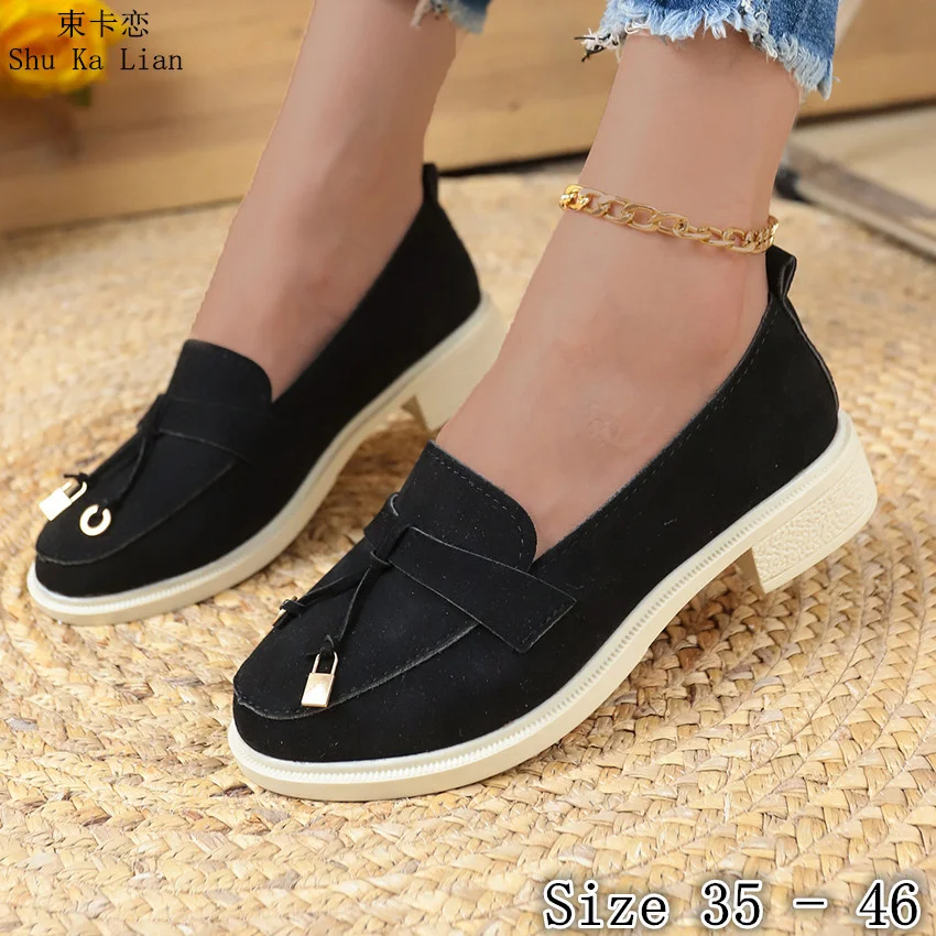 

Campus Students Slip On Flat Shoes Women Loafers Oxfords Career Shoes Woman Kitten Heels Plus Size 35 - 46