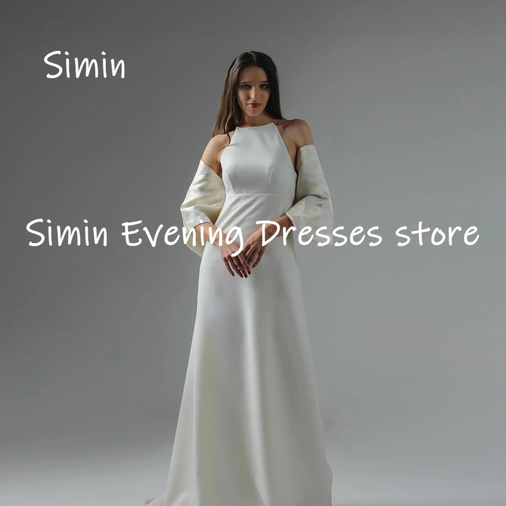 

Simin Satin A-line Scoop Neckline Populer Ruffle Formal Prom Gown Floor-length Evening Elegant Party dresses for women 2023