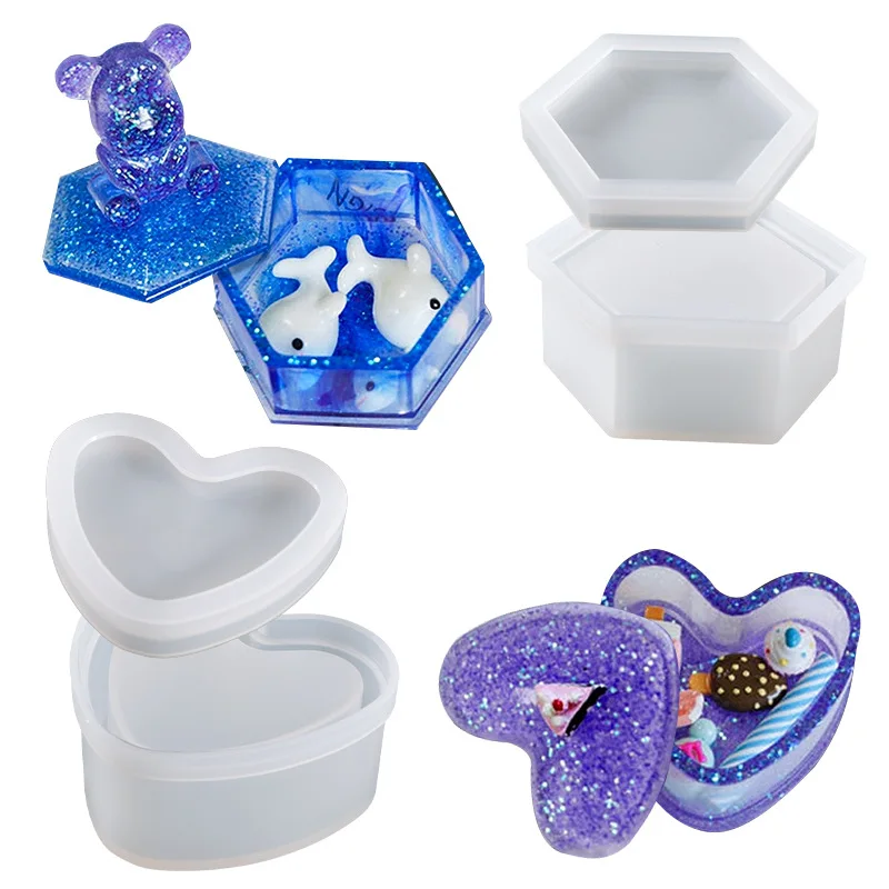 DIY Crystal Epoxy Resin Heart-shaped Hexagon Silicone Mold for Jewelry Making Tools Gift Box Handmade Reusable Silicone Mold
DIY Crystal Epoxy Resin Heart-shaped Hexagon Silicone Mold for Jewelry Making Tools Gift Box Handmade Reusable Silicone Mold
