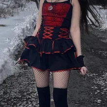 Gothic Punk Red Bandage Skirt Streetwear Sexy High Waist Mini Skirts Harajuku Black Patchwork A Line Skirts Gothic Clothes 
Gothic Punk Red Bandage Skirt Streetwear Sexy High Waist Mini Skirts Harajuku Black Patchwork A Line Skirts Gothic Clothes