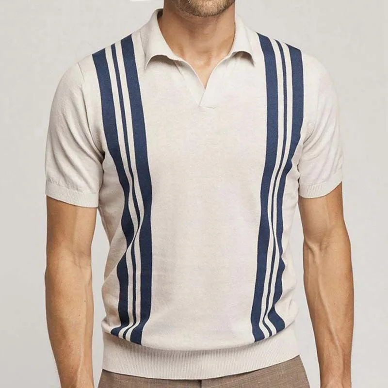 2023 Summer Men's Pullover Solid Color Polo Collar Contrast Stripe Short Sleeve T-shirt Knit Fashion Casual Polo Vacation Tops
2023 Summer Men's Pullover Solid Color Polo Collar Contrast Stripe Short Sleeve T-shirt Knit Fashion Casual Polo Vacation Tops