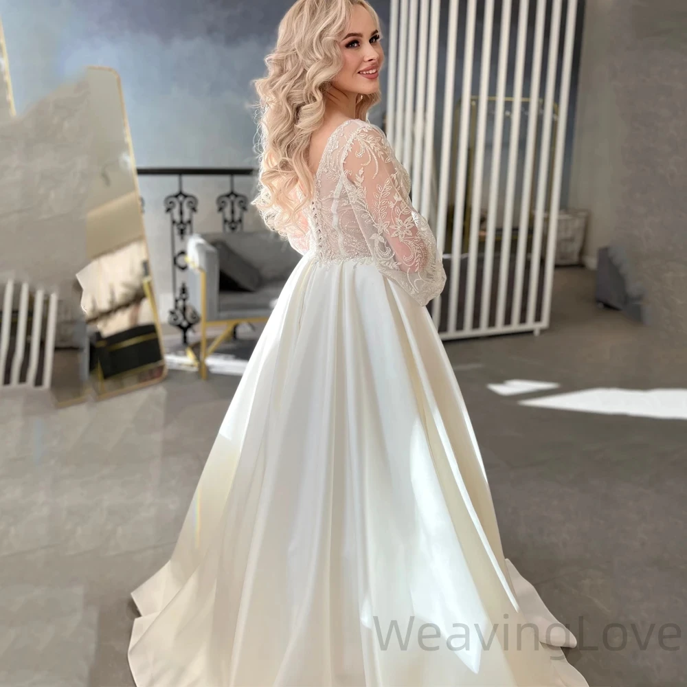 Luxury A-line Wedding Dress For Bride Princess Lace Appliques Long Puffy Sleeves For Women Vestido De Novia Ocasiones Formales
Luxury A-line Wedding Dress For Bride Princess Lace Appliques Long Puffy Sleeves For Women Vestido De Novia Ocasiones Formales