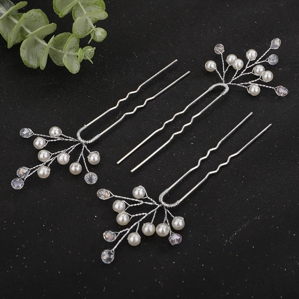 3PCS Silver Color Pearl Headpiece for Women Party Bridal Hair Pin Trendy Crystal Wedding Head Jewelry Accessories Gold Headdress 12 Sfb8547c5658a433a936733851aba24f5f