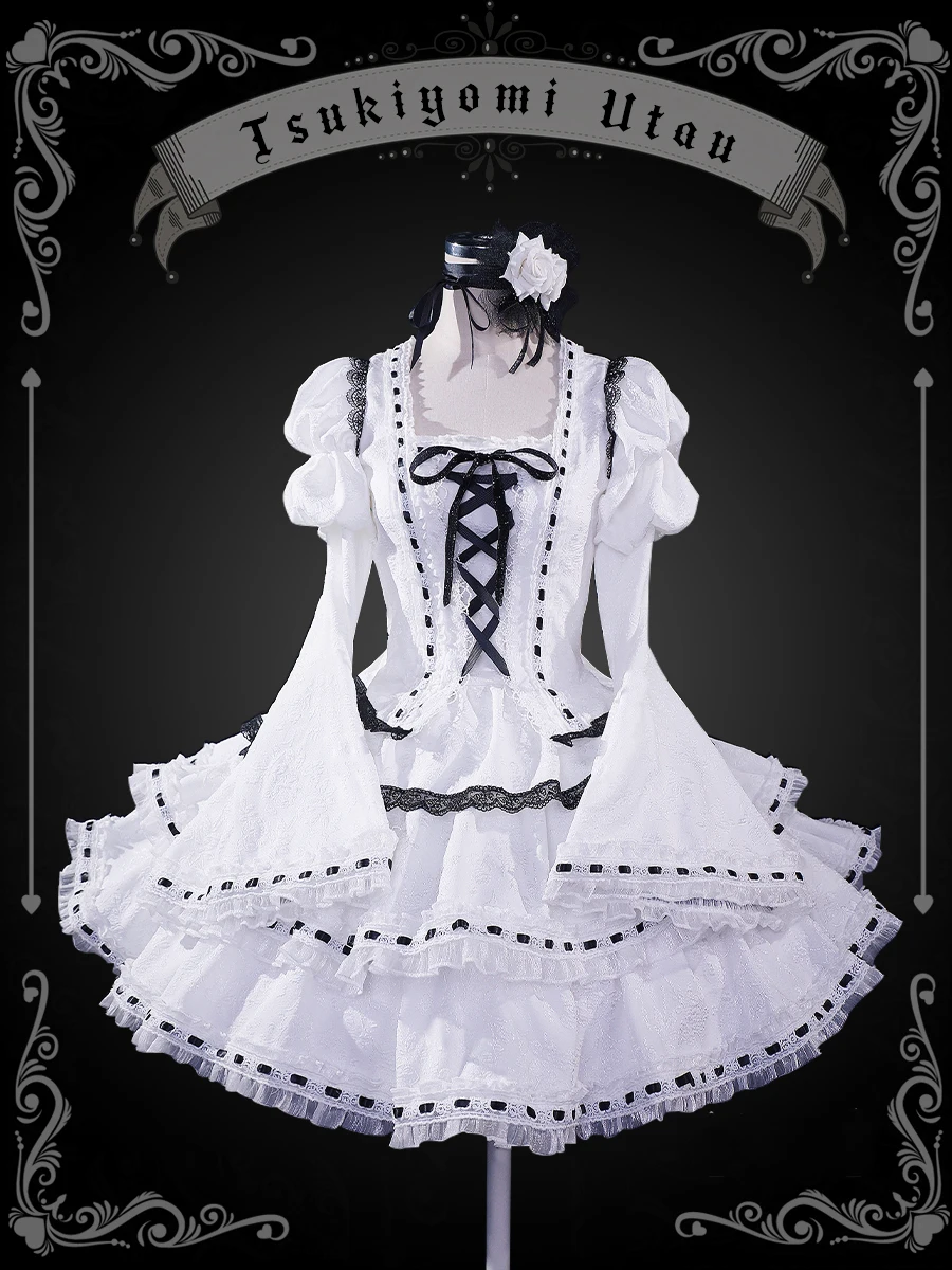 

COSLEE Amine Shugo Chara Tsukiyomi Utau Cosplay Costume Gothic Lolita Party White Dress Uniform Women Halloween Carnival 2023New