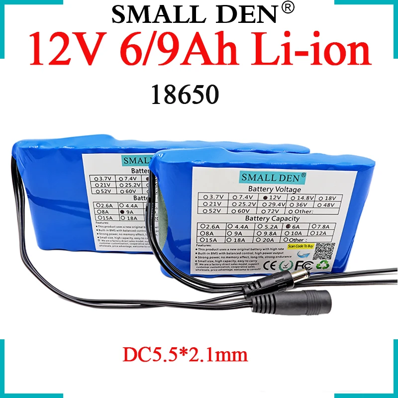 New 12V 6Ah 9Ah 18650 Portable Rechargeable Lithium Battery Pack 12.6V Li-ion Cell For Car Camera CCTV Monitor etc With 10A BMS
New 12V 6Ah 9Ah 18650 Portable Rechargeable Lithium Battery Pack 12.6V Li-ion Cell For Car Camera CCTV Monitor etc With 10A BMS