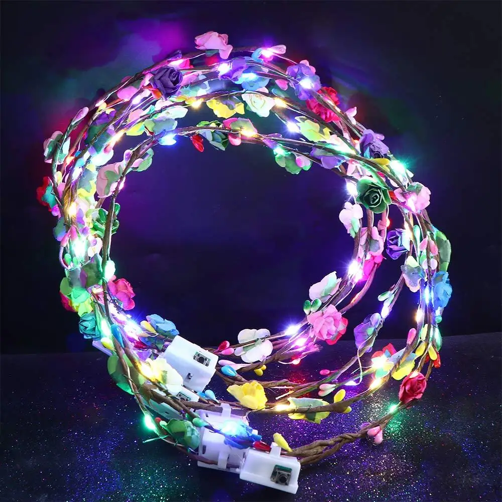 

Simulation Flower Vacation LED Light Seaside Birthday Party Flower Crowns Wreath Headband Glowing Wreath Beach Headband