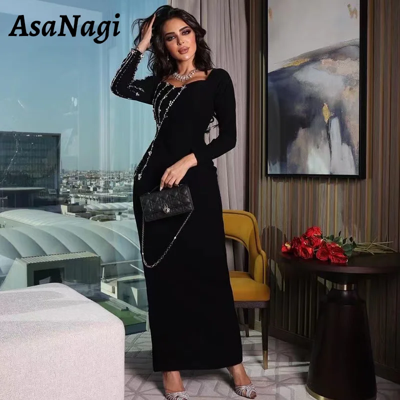 AsaNagi Black Mermaid Evening Gown Women's Square Neck Side Slit Prom Gowns Long Sleeve Crystal Beaded Special Occasion Dresses
AsaNagi Black Mermaid Evening Gown Women's Square Neck Side Slit Prom Gowns Long Sleeve Crystal Beaded Special Occasion Dresses