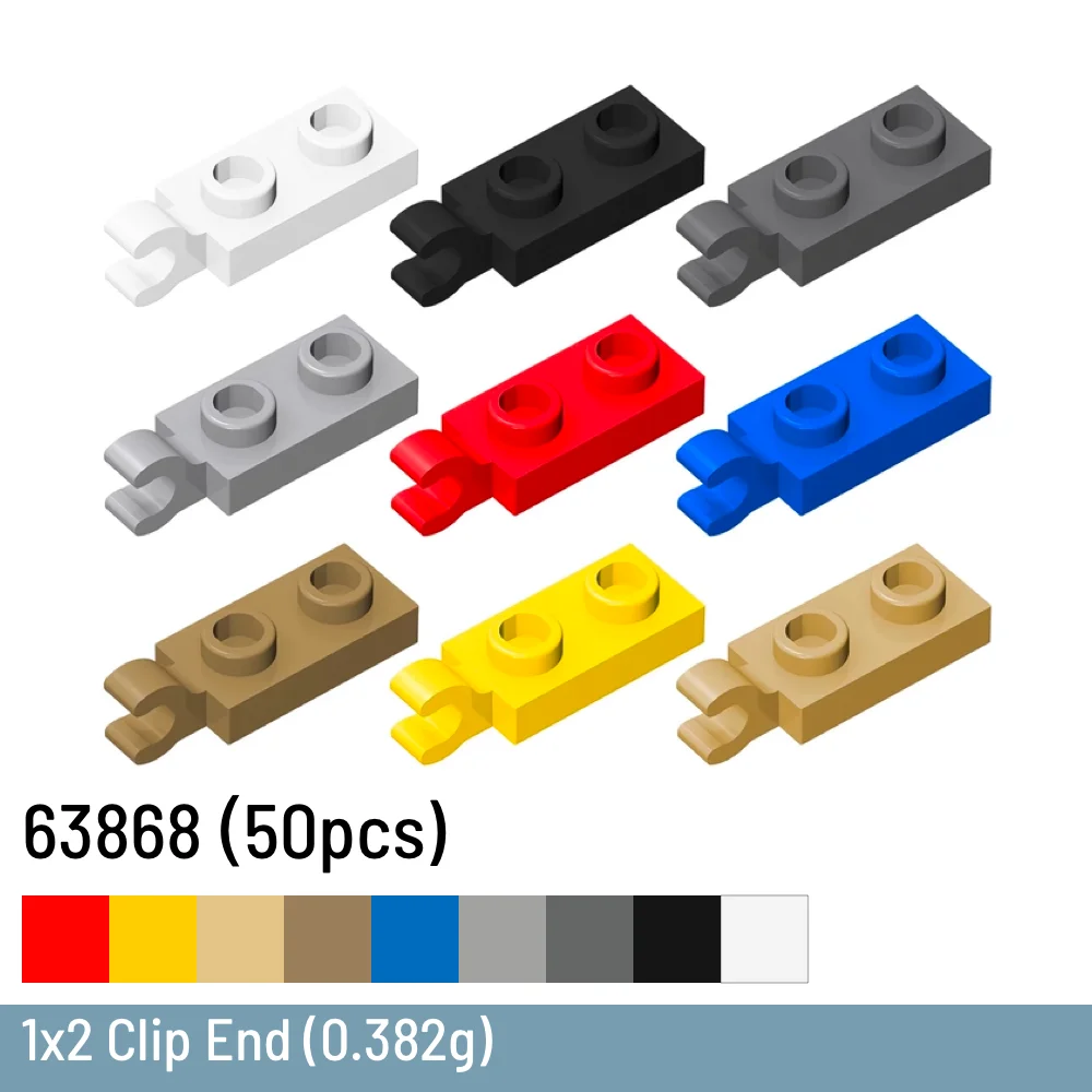 50 Pcs / Lot DIY Building Blocks 1x2 Clip End Size Compatible With 63868 Plastic Toys for Children
50 Pcs / Lot DIY Building Blocks 1x2 Clip End Size Compatible With 63868 Plastic Toys for Children