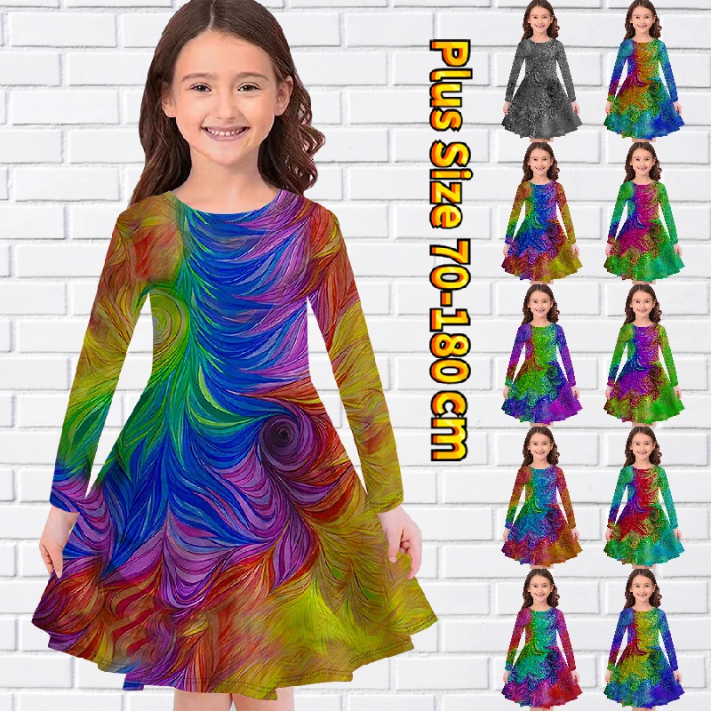 Winter Little Girls Multicolor Printing Loose Size Knee-length Skirt Round Collar Casual Midi Skirt Autumn Long Sleeve Skirt
Winter Little Girls Multicolor Printing Loose Size Knee-length Skirt Round Collar Casual Midi Skirt Autumn Long Sleeve Skirt
