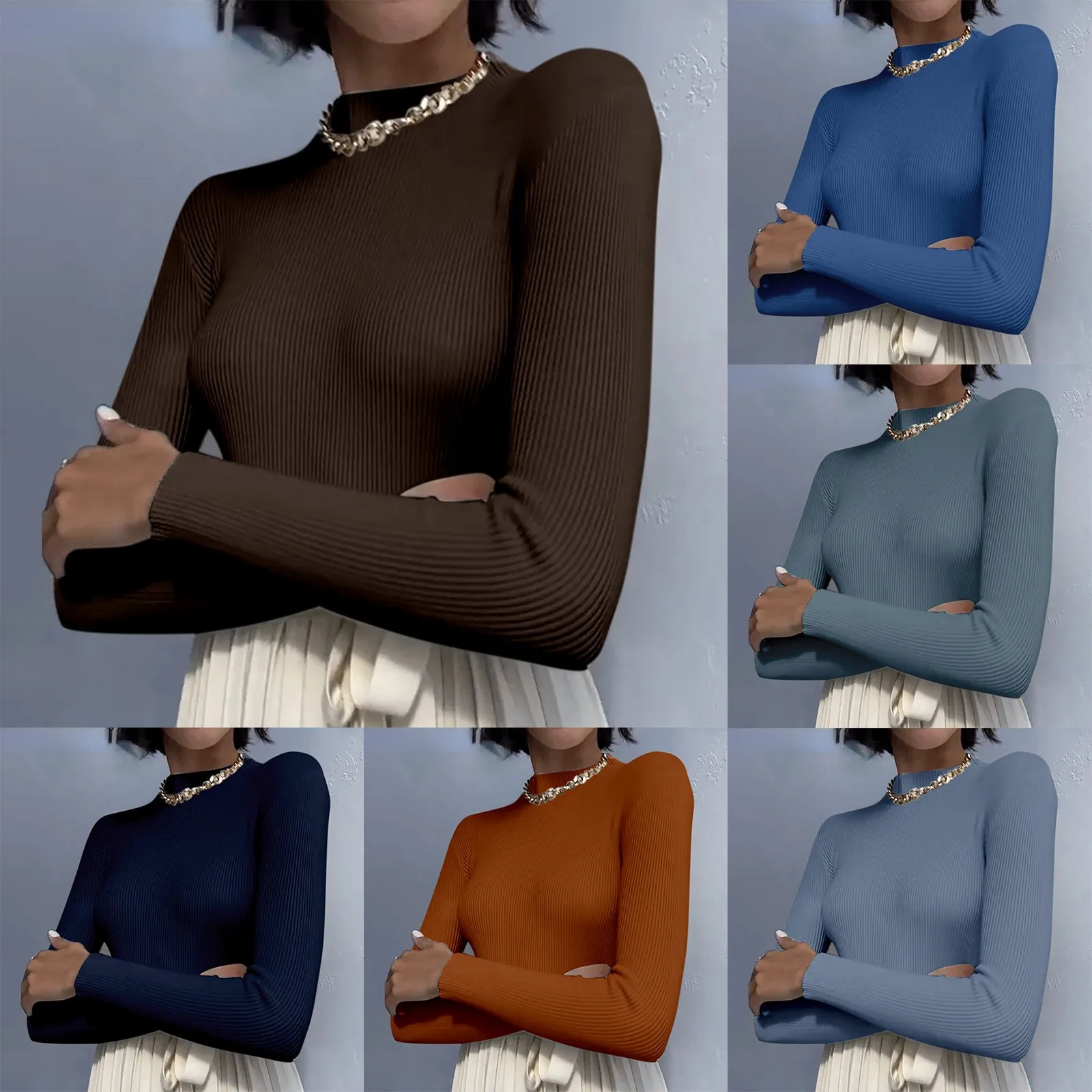 Autumn And Winter Sweater Women's Slim Sleeve O High Neck Round Neck Knitted Sweater All Cotton Tunics Jacket
Autumn And Winter Sweater Women's Slim Sleeve O High Neck Round Neck Knitted Sweater All Cotton Tunics Jacket