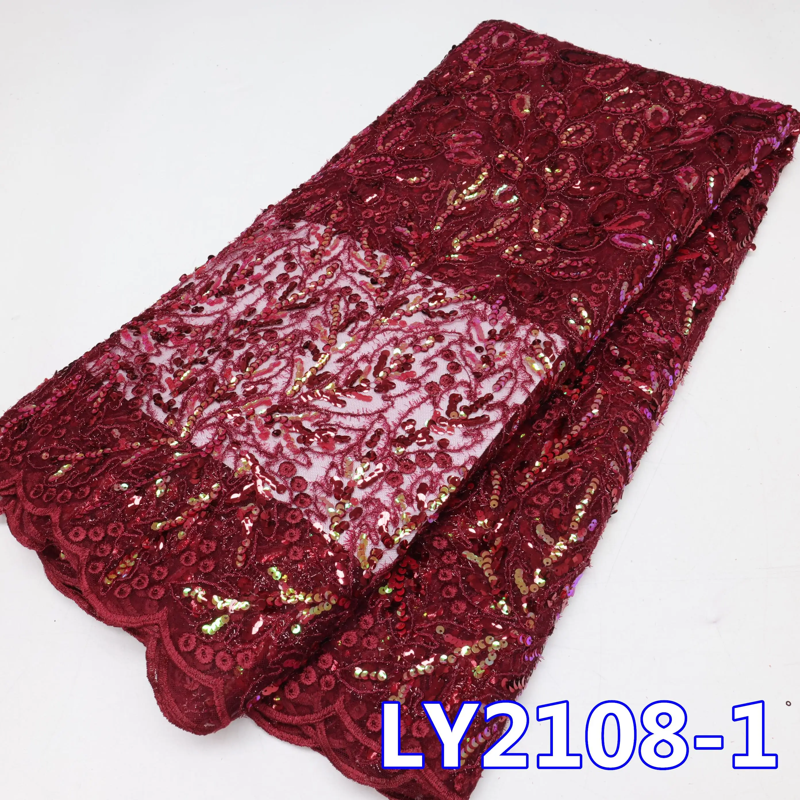 

PGC 5 Yards Nigerian French Cord Embroidery Fabric 2023 High Quality African Sequin Lace Mesh Fabric For Women Party Dress Sew