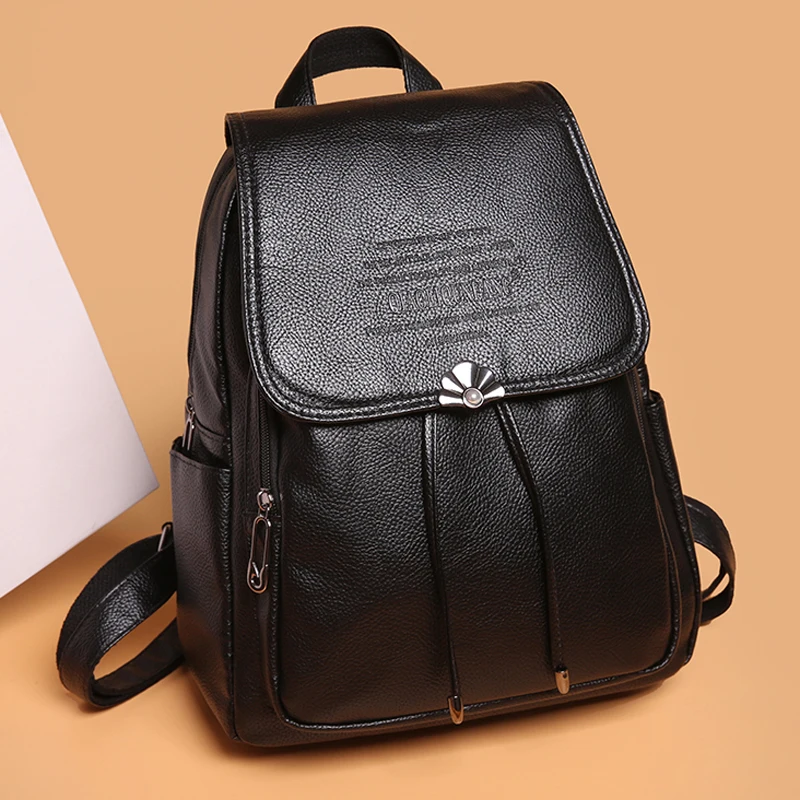 

Women Leather Backpacks Female Vintage Backpack For Teenage Girls Shoulder School Bag Travel Bagpack Ladies Sac A Dos Mochilas