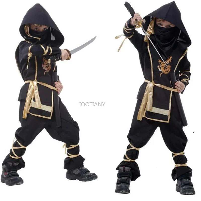 

IOOTIANY New Children Cosplay Assassin Costume Kids Ninja Performance Costumes Halloween Party Boys Girls Warrior Stealth Outfit
