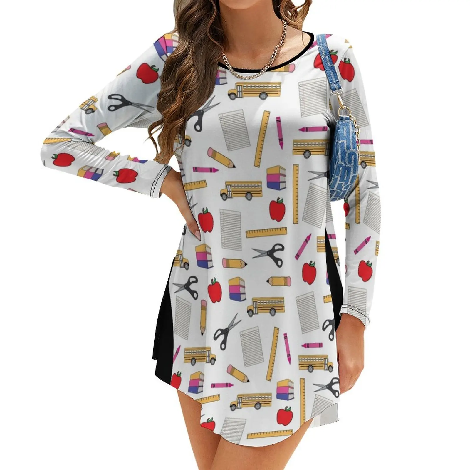 Teacher & School Item Mix Three Long-Sleeve Dress loose women's dress Women dresses summer
Teacher & School Item Mix Three Long-Sleeve Dress loose women's dress Women dresses summer