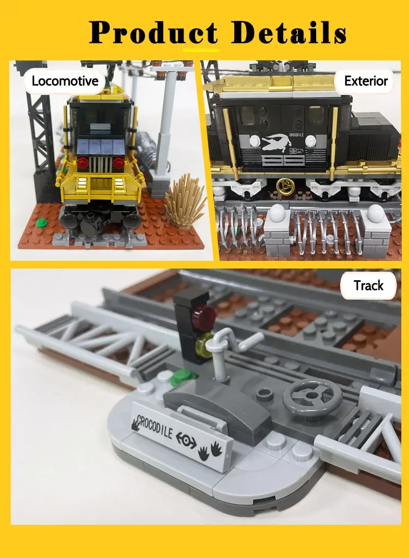 Crocodile Train Building Blocks Creative City Streetview Railway MOC Platform Rail Traffic Model Bricks Toys For Kids Adult Gift Crocodile Train Building Blocks Creative City Streetview Railway MOC Platform Rail Traffic Model Bricks Toys For Kids Adult Gift