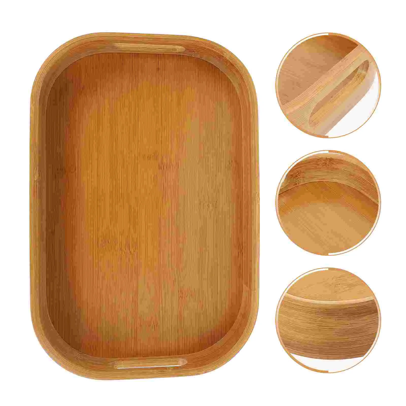 

Tray Wood Platter Breakfast Serving Table Ottoman Coffee Handles Bamboo Tea Trays Wooden Food Bread Baking Lunch Rectangular