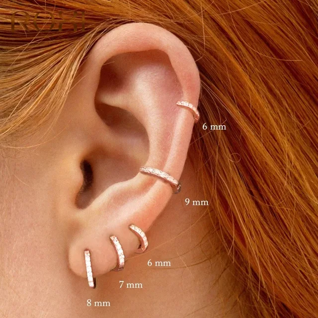 Boucles d'oreilles créoles bohèmes minimalistes pour femmes, 100% véritable argent regardé 925, créoles rondes punk unisexes, accessoires de bijoux 2