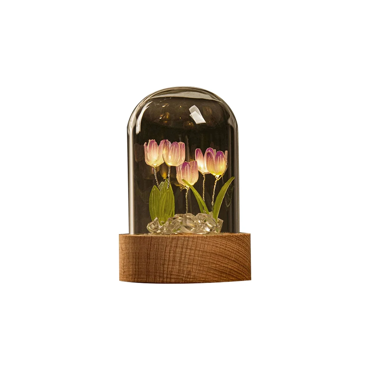 

Tulip Night Light Handmade DIY Material Tulip Girl Living Room Night Light Desktop Light Romantic Ambient Lamp-Purple