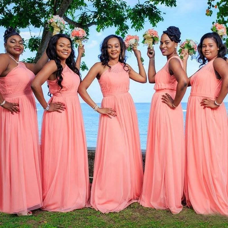 2023 Beautiful Coral Bridesmaid Dresses Simple One Shoulder Long Wedding Party Dress African Prom Gown robe de soirée de mariage
2023 Beautiful Coral Bridesmaid Dresses Simple One Shoulder Long Wedding Party Dress African Prom Gown robe de soirée de mariage