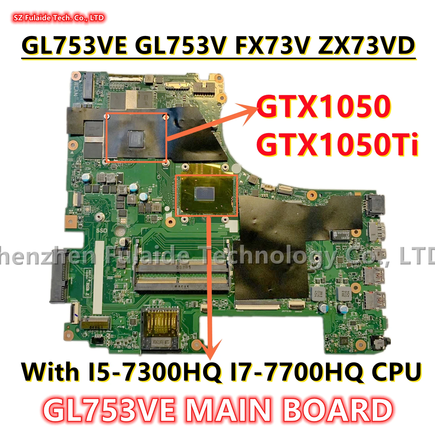 

GL753VE MAIN BOARD For GL753VD GL753VE FX753V ZX753V GL753V GL753 Laptop Motherboard I5-7300HQ I7-7700HQ CPU GTX1050 GTX1050TI